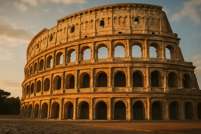 The Colosseum in Rome at golden hour