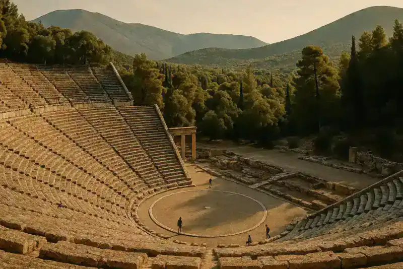 The ancient theater at Epidaurus in the Peloponnese, Greece