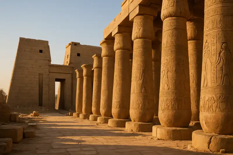 Massive columns of the Hypostyle Hall at Karnak Temple Complex, Egypt