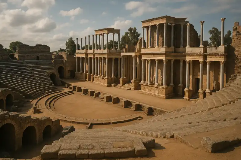 Roman theatre ruins in Mérida, Spain