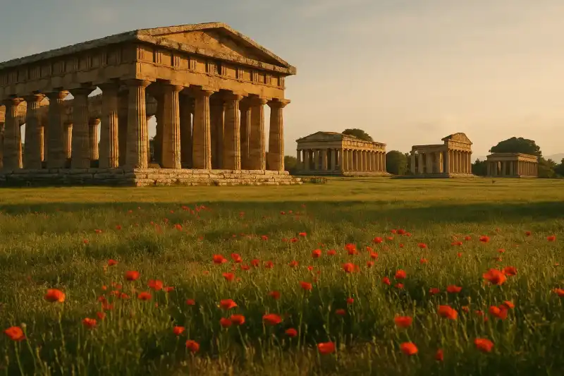 Greek temples at Paestum, Campania, Italy