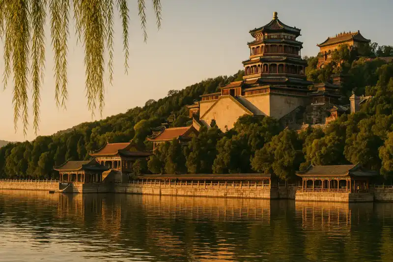 Kunming Lake and the imperial buildings of the Summer Palace in Beijing, China