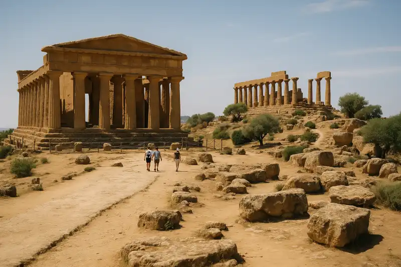 The Temple of Concordia and ancient temple ridge at Agrigento in Sicily
