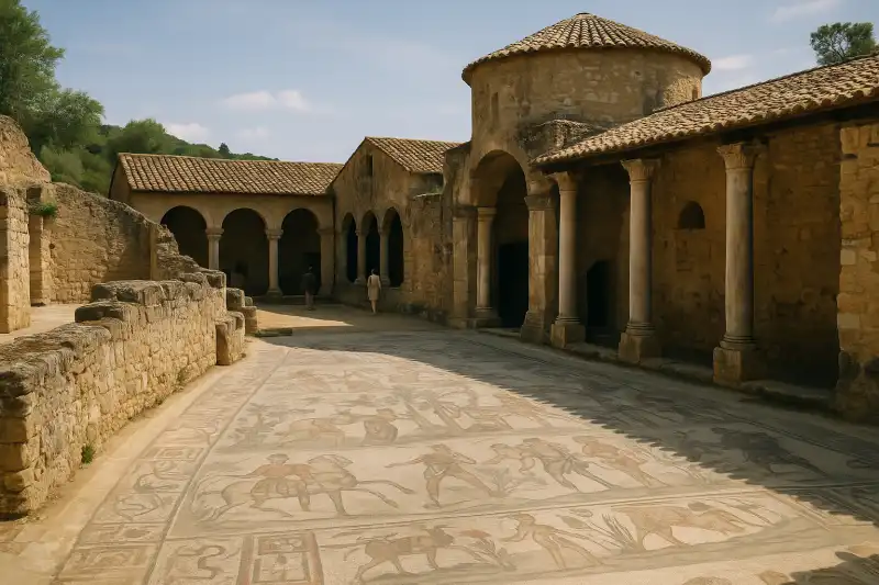 Roman mosaic floors at Villa Romana del Casale near Piazza Armerina