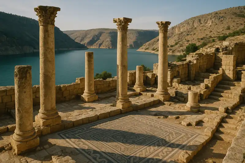 Roman mosaic remains at Zeugma on the Euphrates in Gaziantep Province, Turkey
