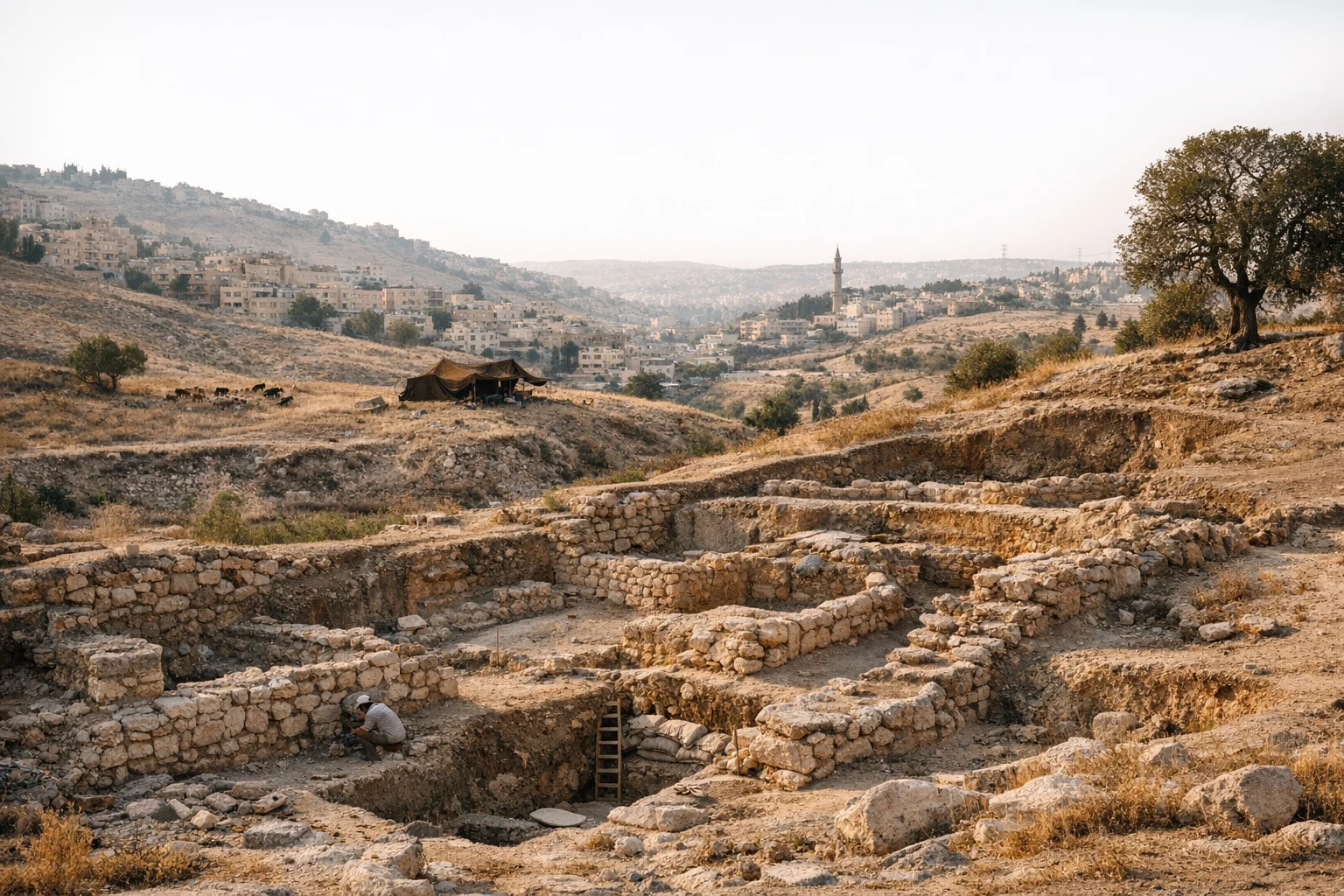 Archaeological remains of Ain Ghazal near Amman in Jordan