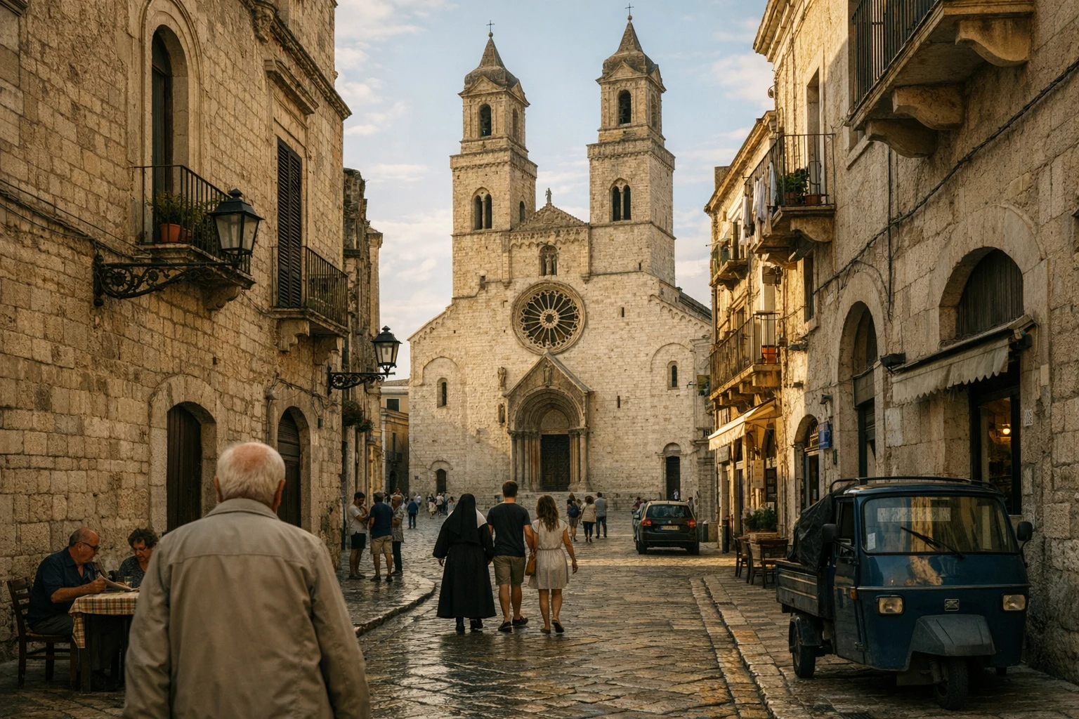 Historic streets and cathedral in Altamura, Italy