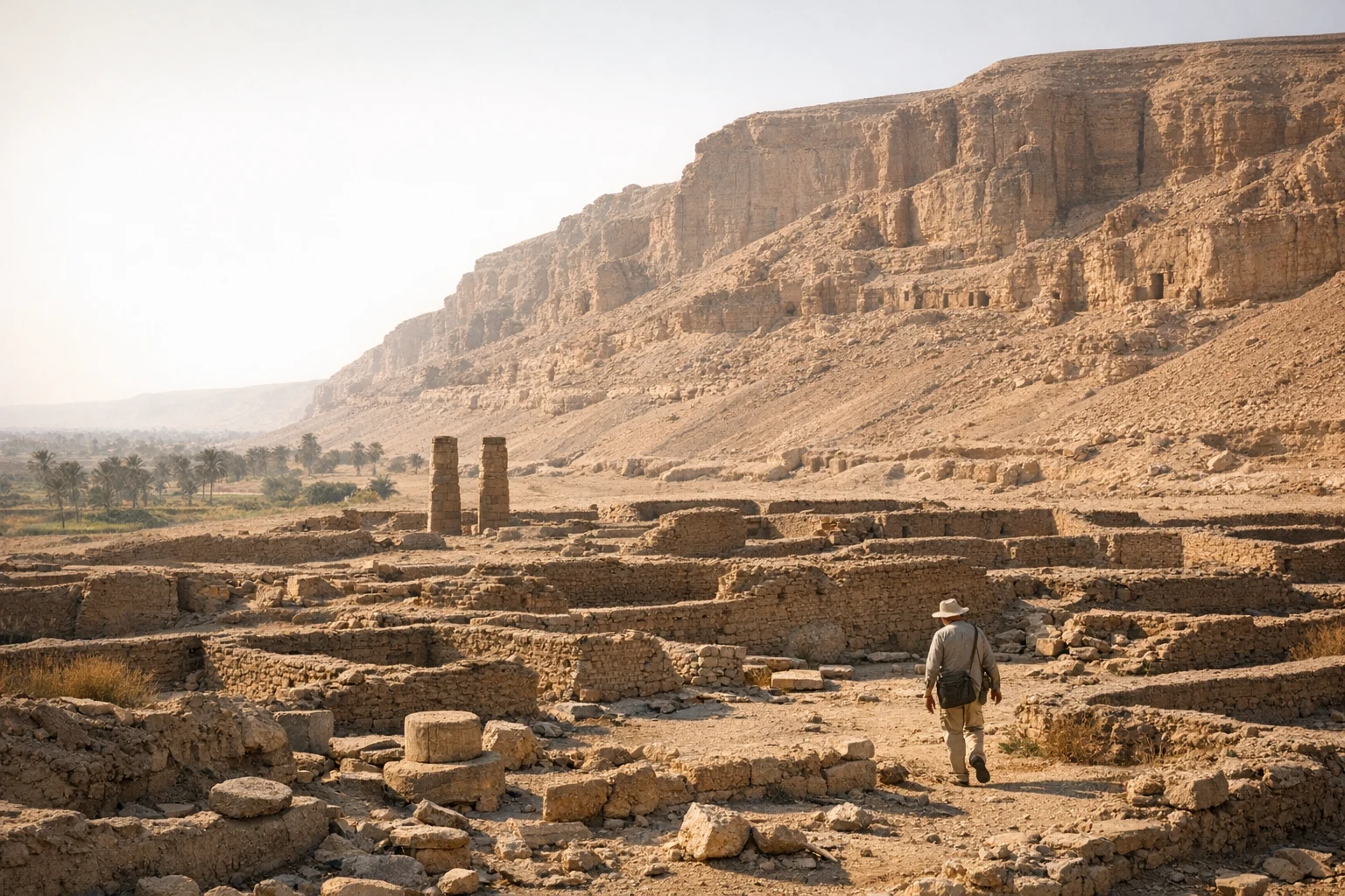 Ruins and desert landscape of Amarna in Egypt, the ancient city founded by Akhenaten