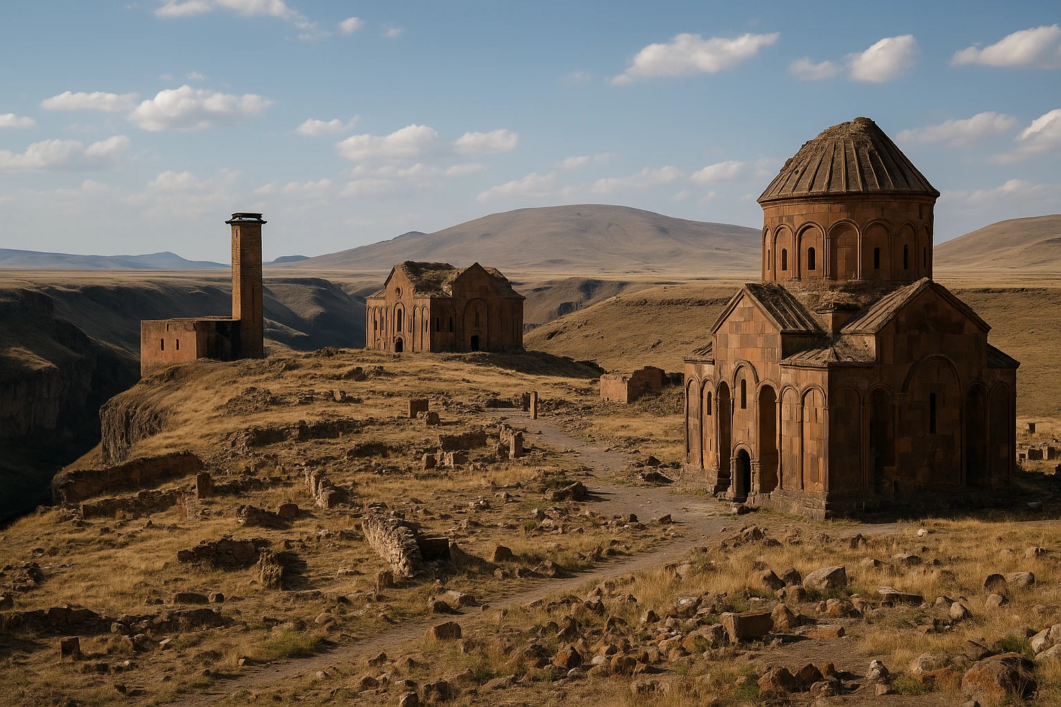 Cathedral and medieval walls at Ani archaeological site, Turkey