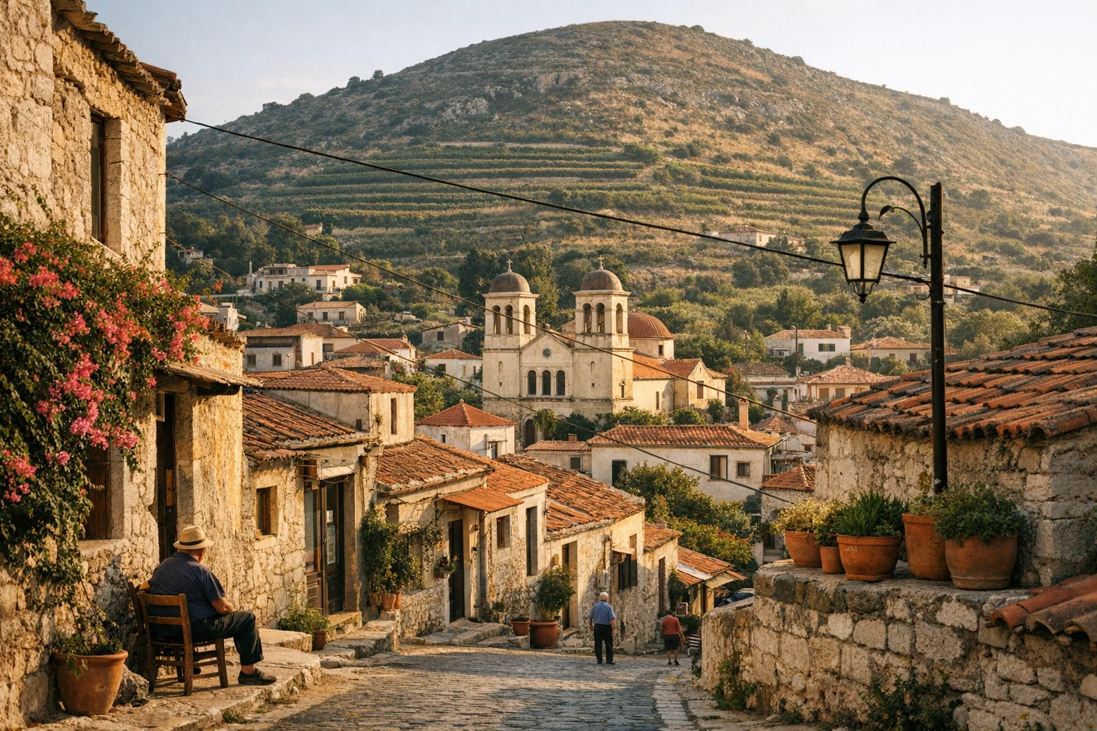 Traditional streets and archaeological landscape of Archanes in Crete, Greece
