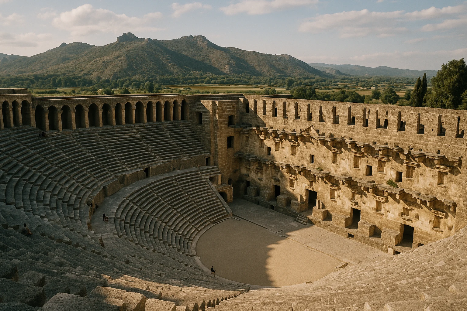The preserved Roman theatre at Aspendos near Antalya, Turkey