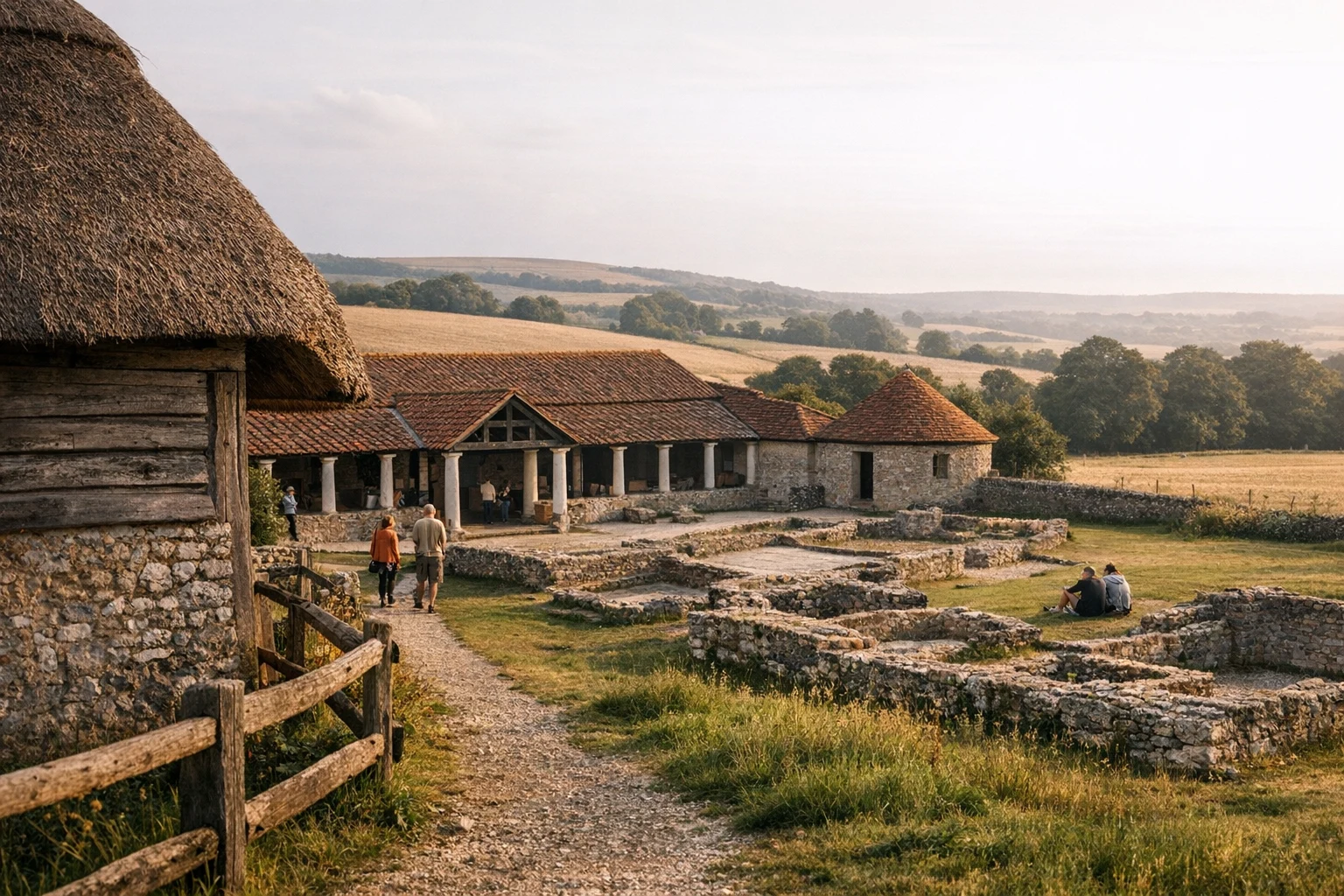 The preserved mosaic floors at Bignor Roman Villa in the United Kingdom