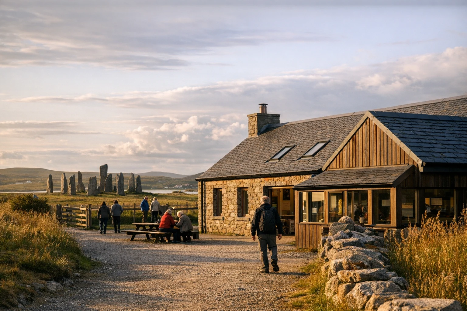 Calanais Visitor Centre beside the standing stones on the Isle of Lewis in the United Kingdom