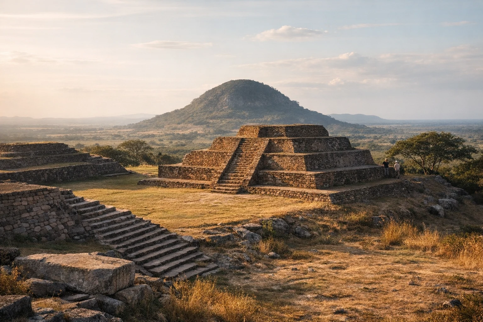 Ancient mounds and landscape at Cerro de las Mesas in Veracruz, Mexico