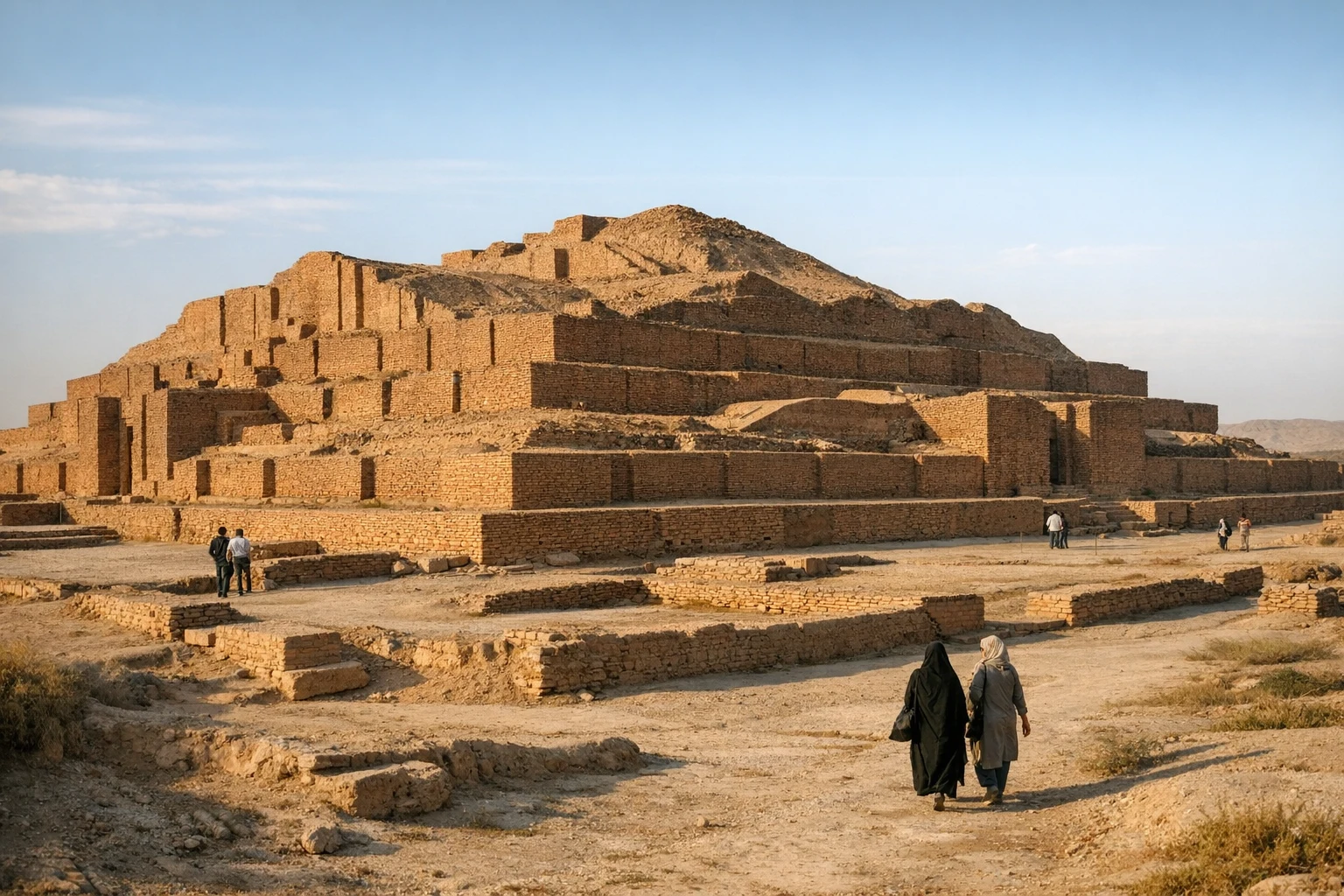 The ancient ziggurat of Chogha Zanbil rising above the plain in Khuzestan, Iran