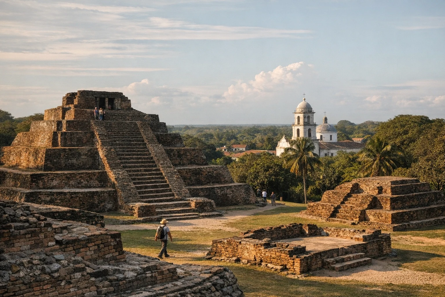 Ancient brick structures at Comalcalco in Tabasco, Mexico
