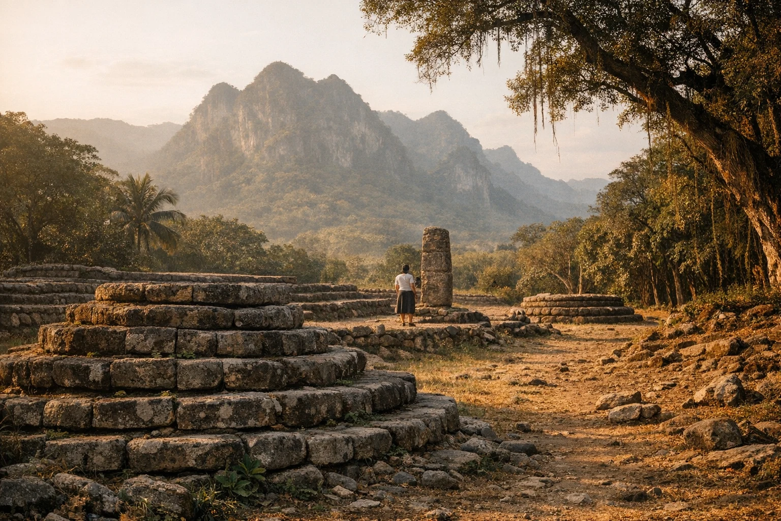 Rural landscape near the archaeological site of Cuajilote in Oaxaca, Mexico
