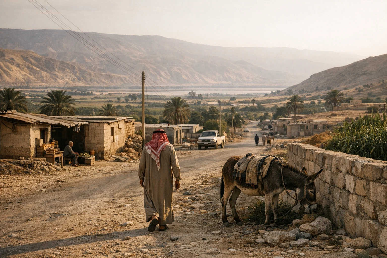 Archaeological mound at Deir Alla in Jordan's Jordan Valley under warm evening light