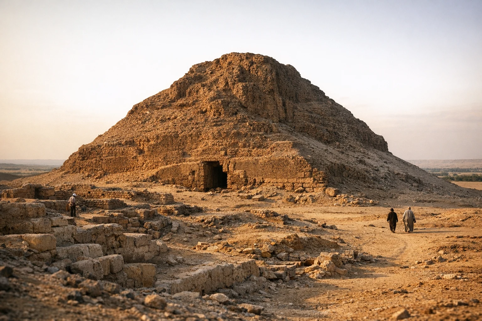 El-Lahun Pyramid rising from the desert edge in Egypt near the entrance to the Faiyum