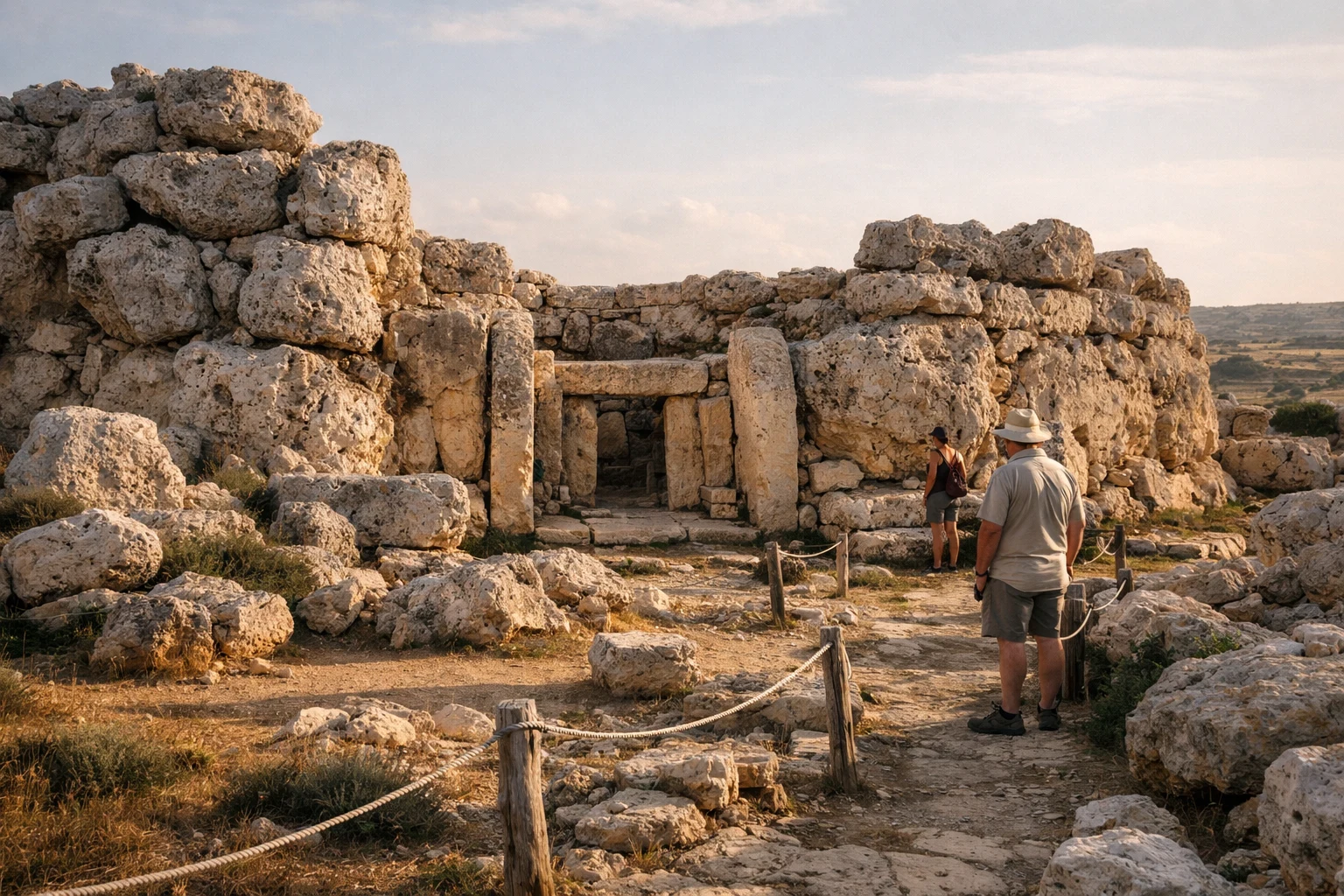 The prehistoric stone structures of Ggantija Temples on Gozo, Malta
