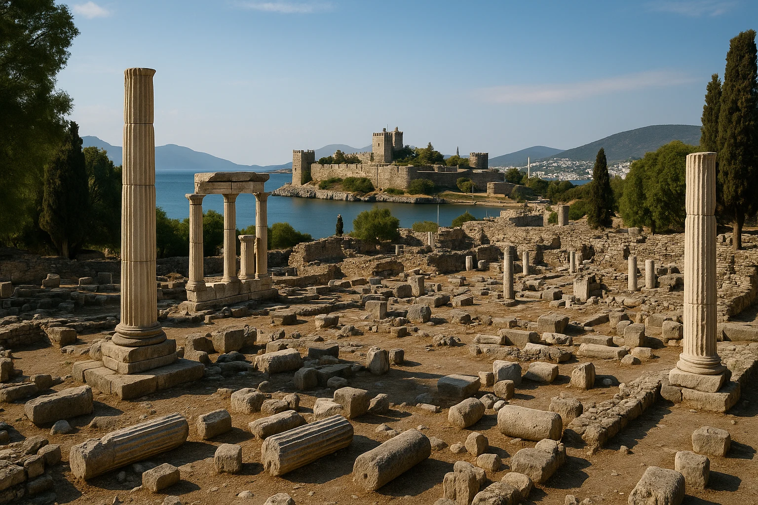 Ruins of the Mausoleum at Halicarnassus in Bodrum, Turkey