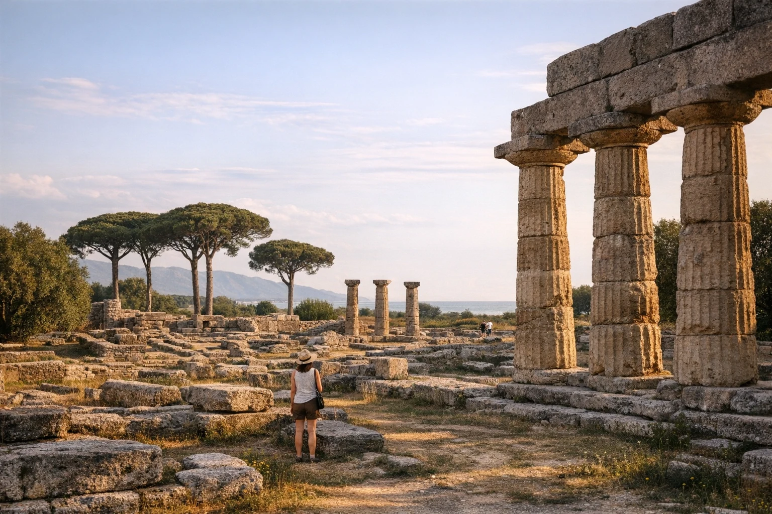 Ruins and archaeological landscape of Heraion at Foce del Sele in Italy near the Sele River plain