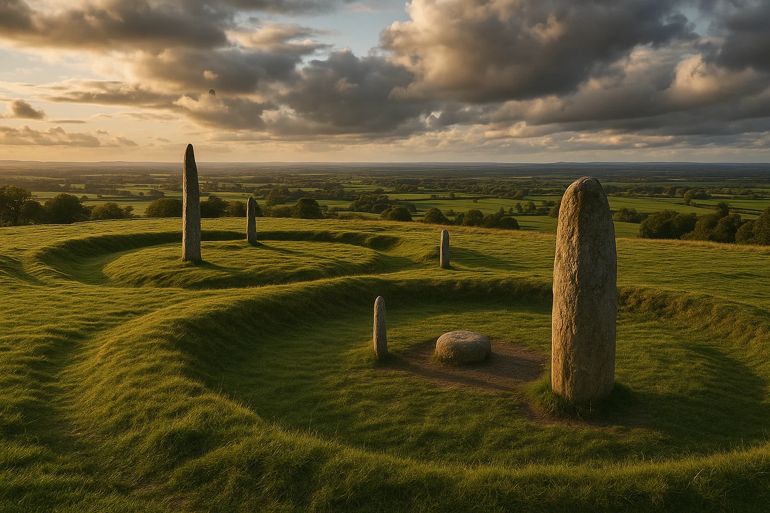 Hill of Tara ceremonial landscape in County Meath, Ireland