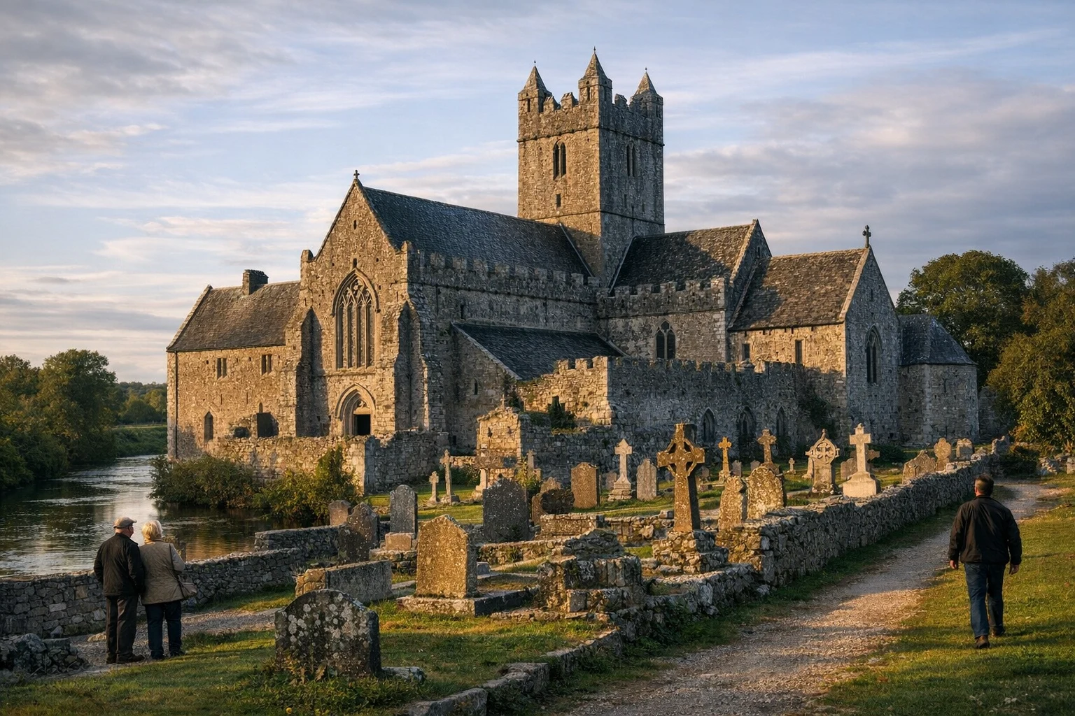 Holy Cross Abbey in County Tipperary, Ireland, with its medieval stone church and tranquil grounds
