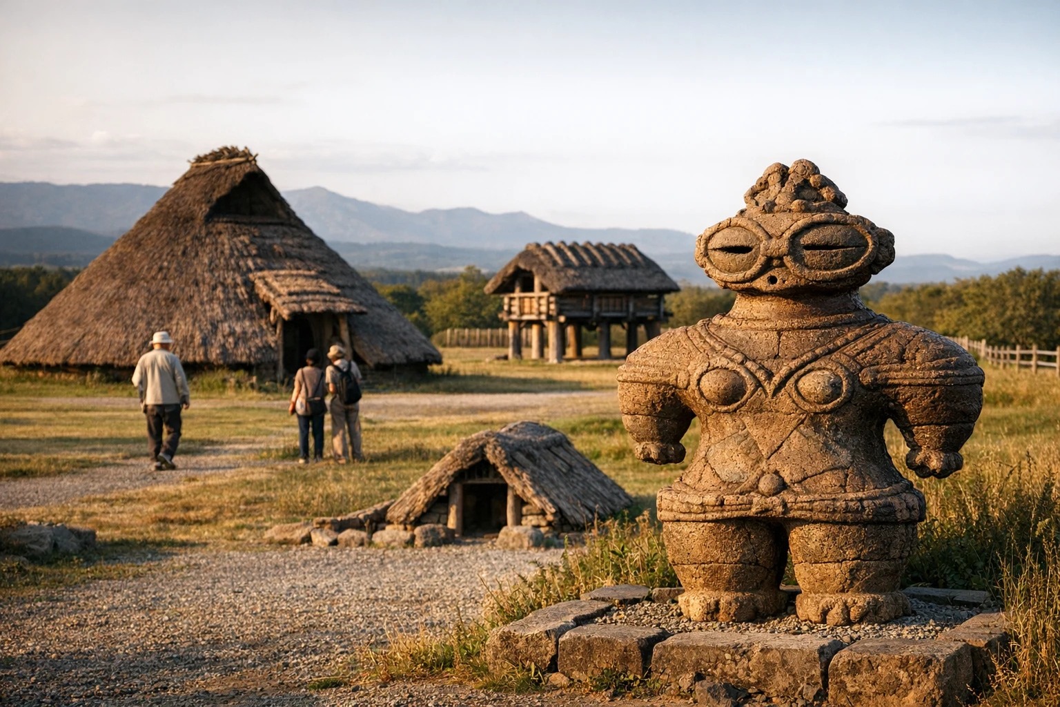 Aerial view of Kamegaoka Site in Aomori Prefecture, Japan, showcasing ancient Jomon period excavation areas.