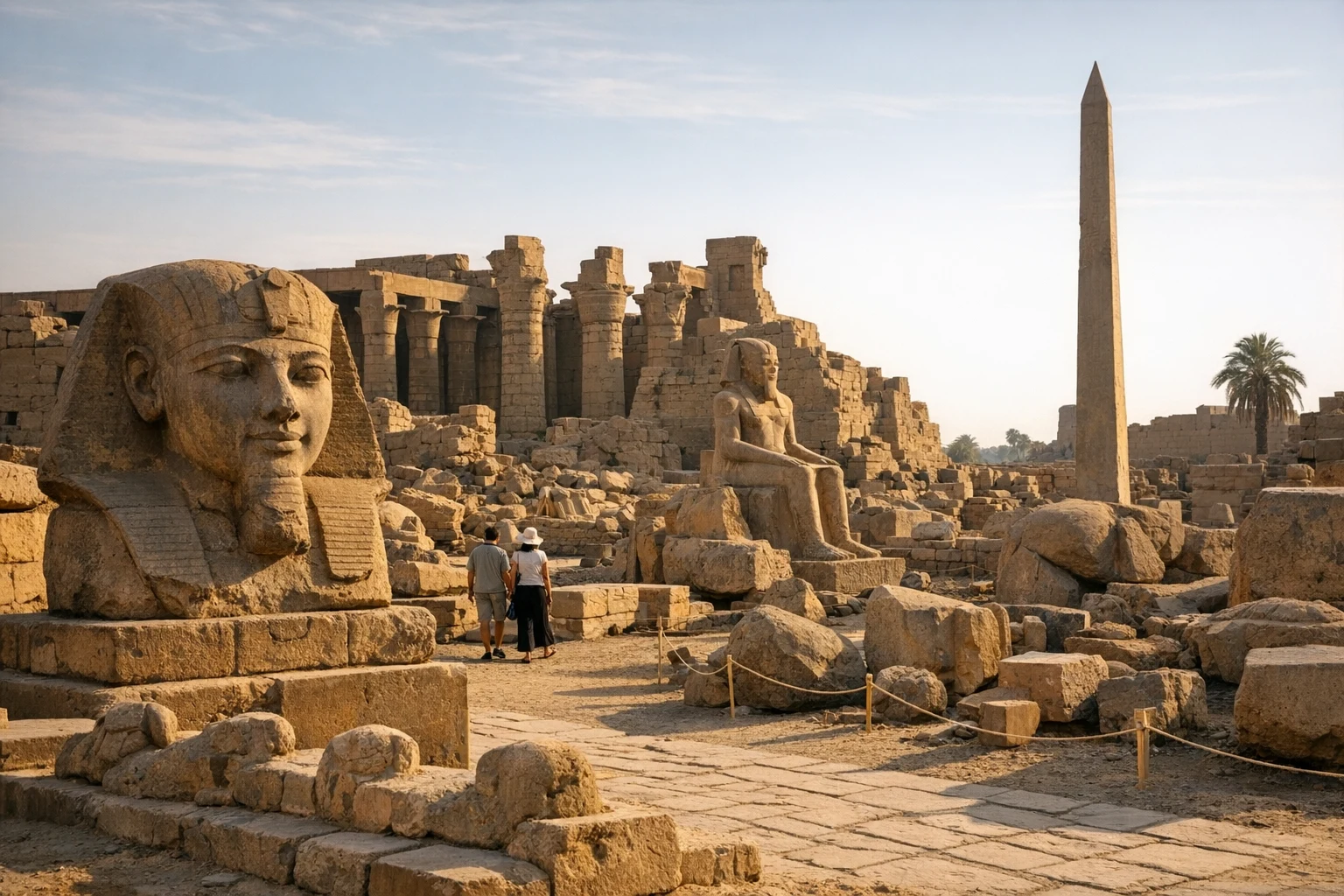 Reconstructed stone chapel inside the Karnak Open Air Museum in Egypt