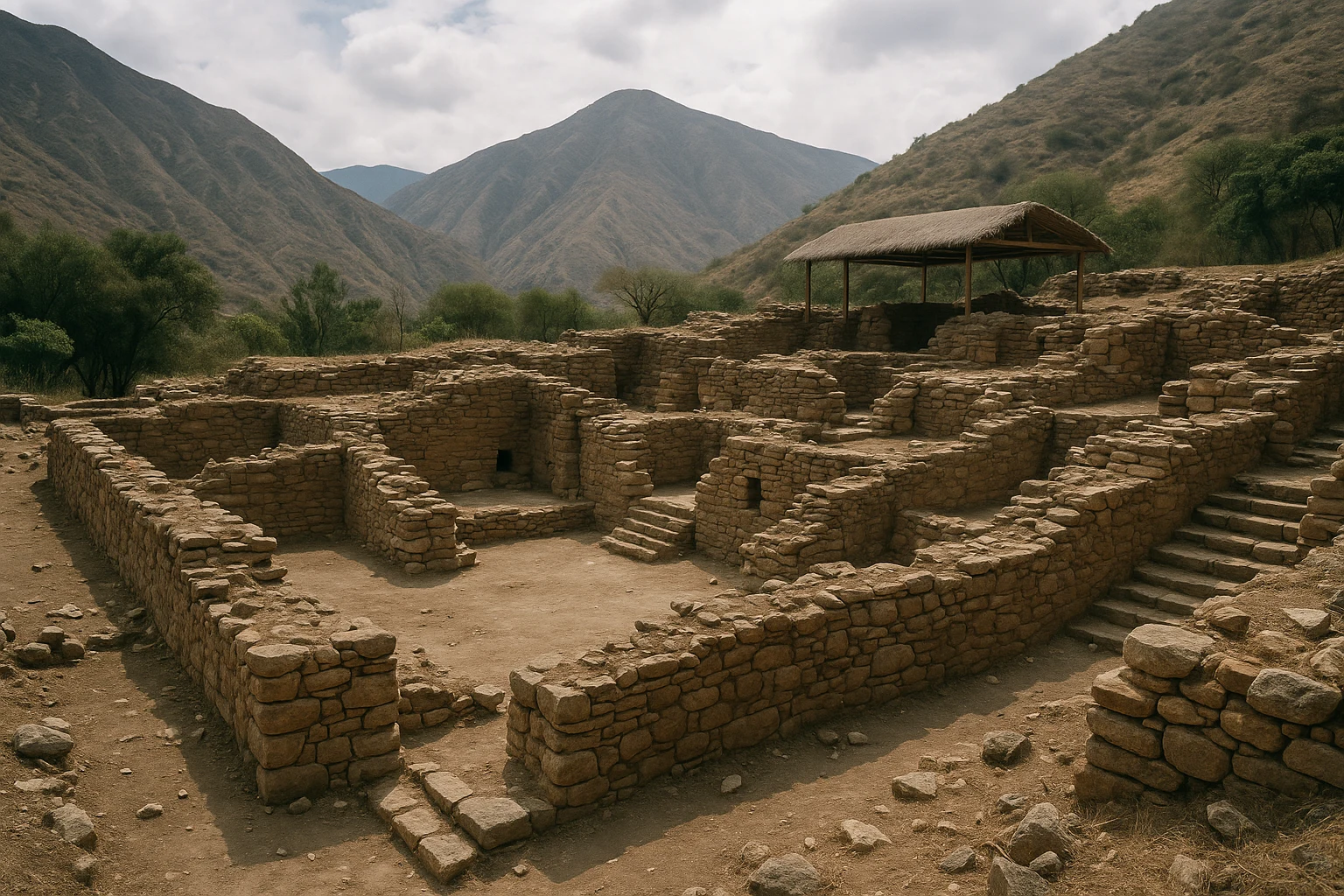 Temple of the Crossed Hands ceremonial remains at Kotosh near Huanuco, Peru