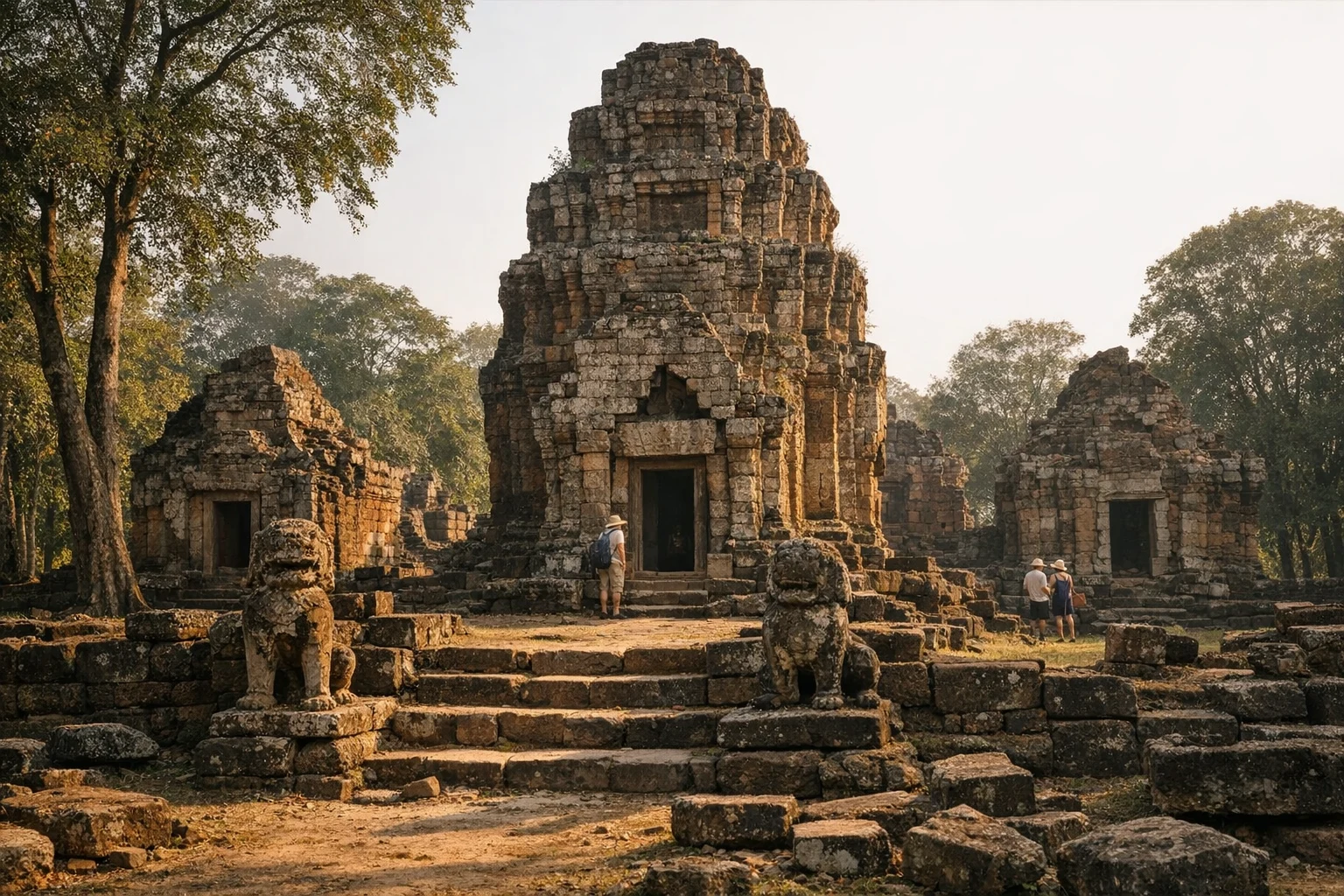 Ancient brick sanctuary towers at Ku Phra Kona in Roi Et Province, Thailand