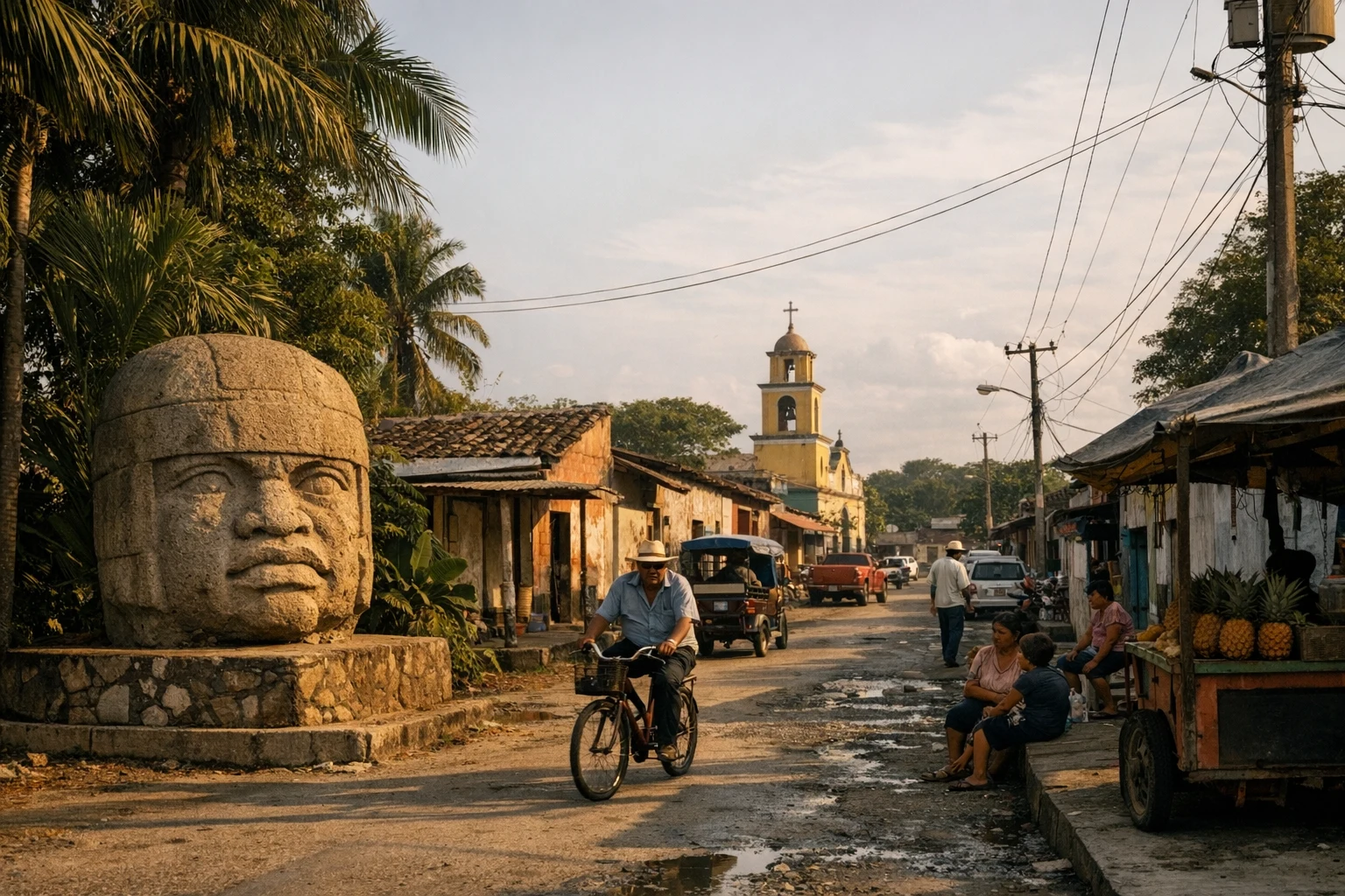 Ancient remains and green landscape at La Venta in Tabasco, Mexico