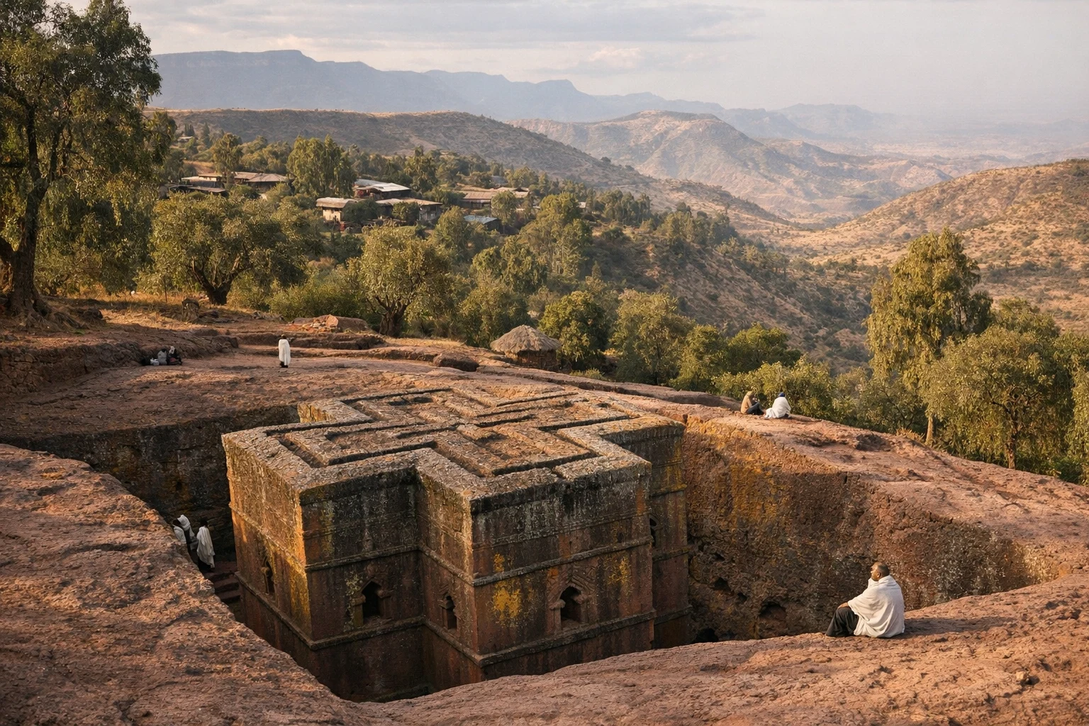 The rock-hewn church of Bete Giyorgis in Lalibela, Ethiopia