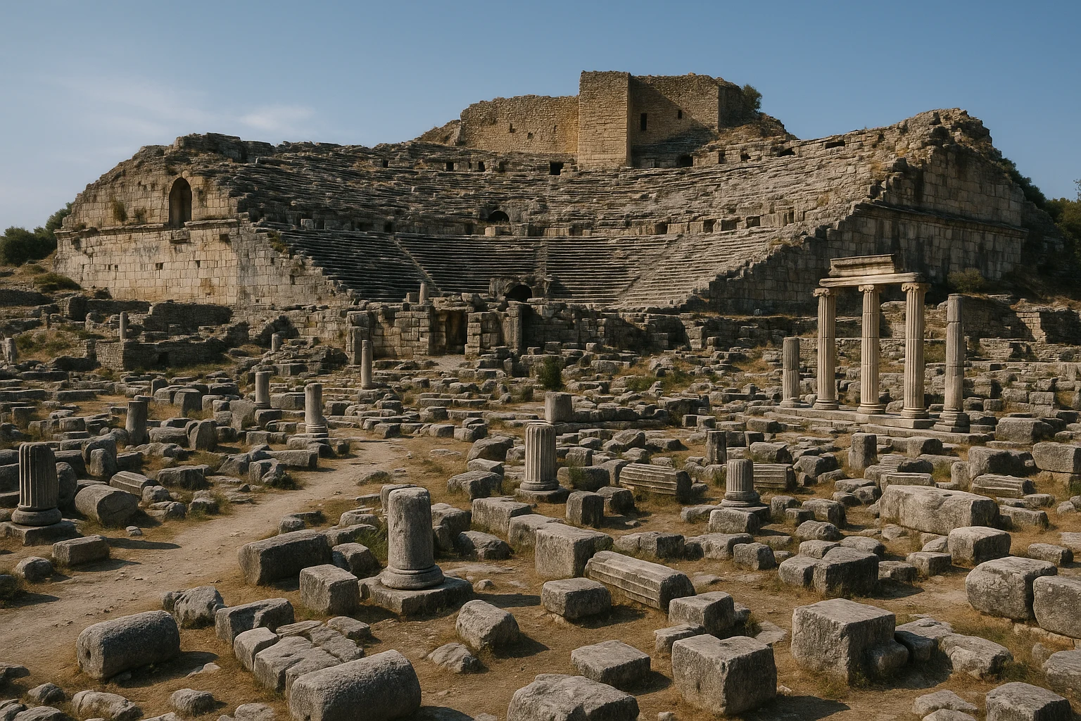 Ancient theater and ruins at Miletus, Turkey