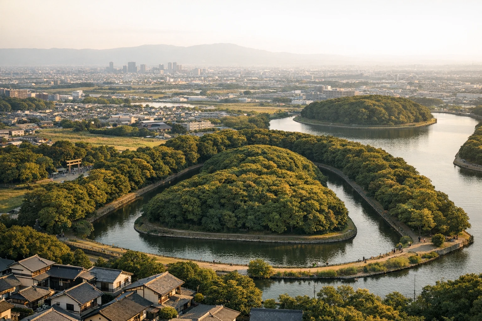 The forested keyhole-shaped burial mounds of the Mozu-Furuichi Tumulus Clusters in Japan