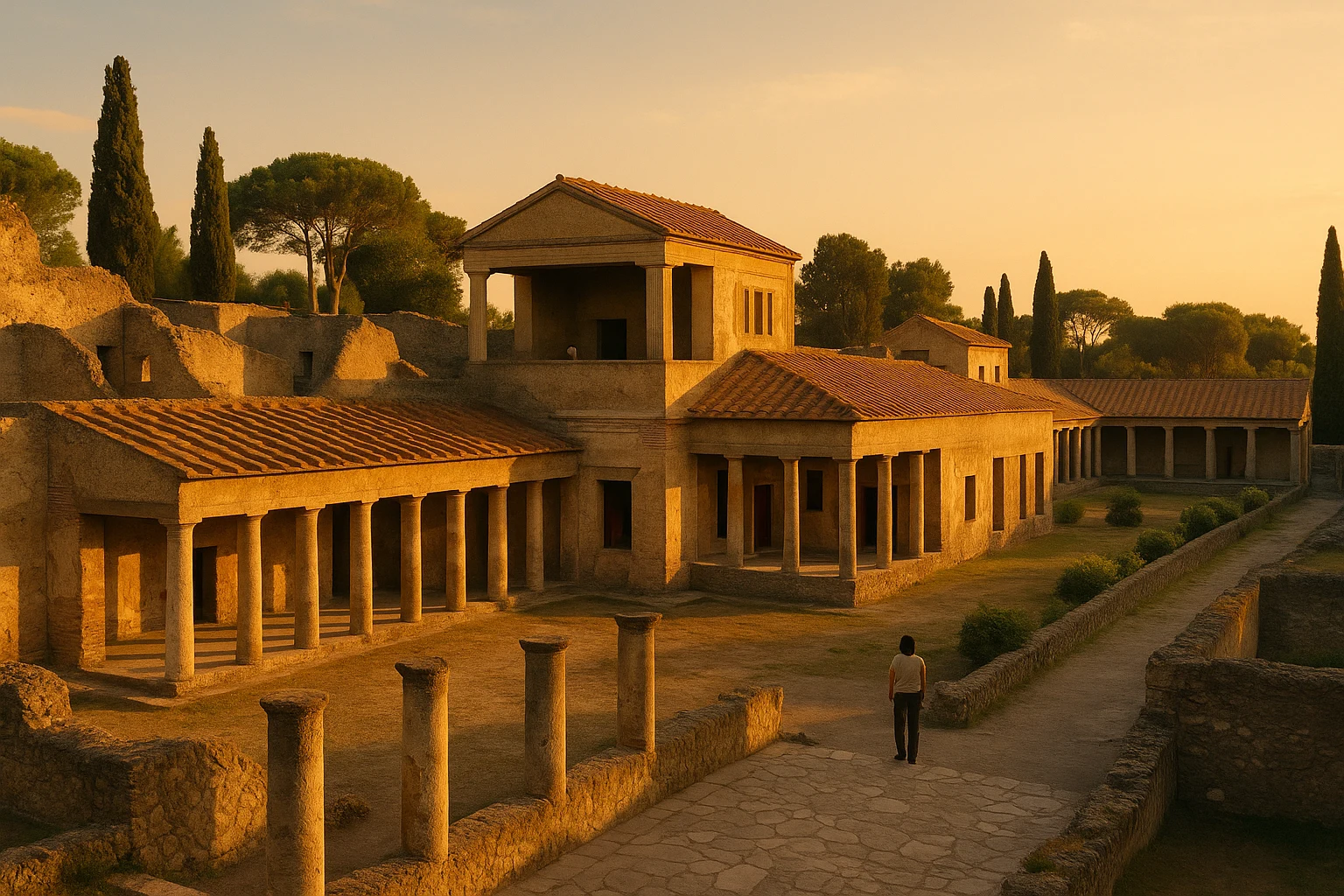 Frescoed rooms and garden courts at Villa Poppaea in Oplontis, Italy
