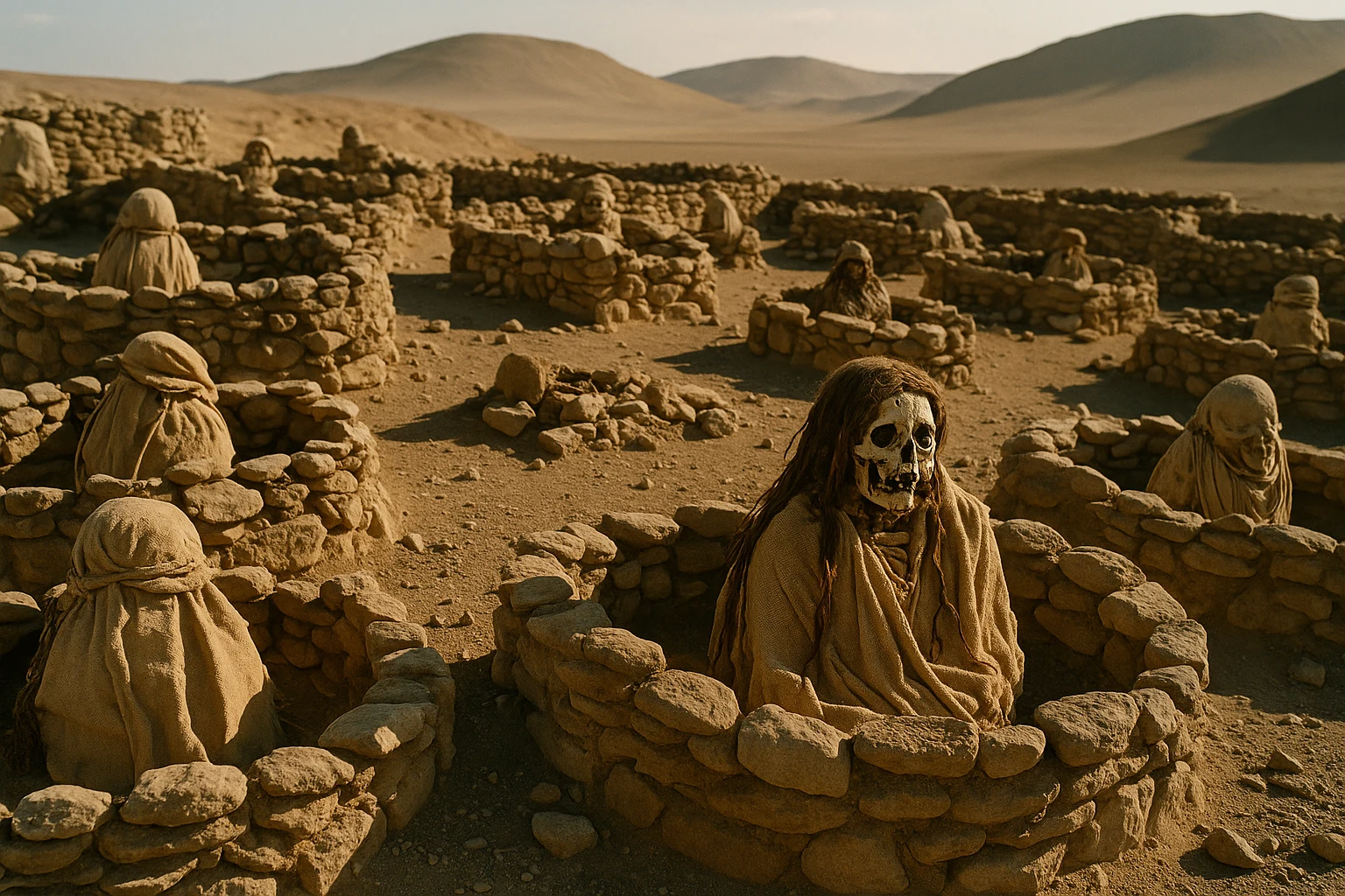 Desert cliffs and Pacific shoreline near the Paracas Necropolis, Paracas Peninsula, Peru