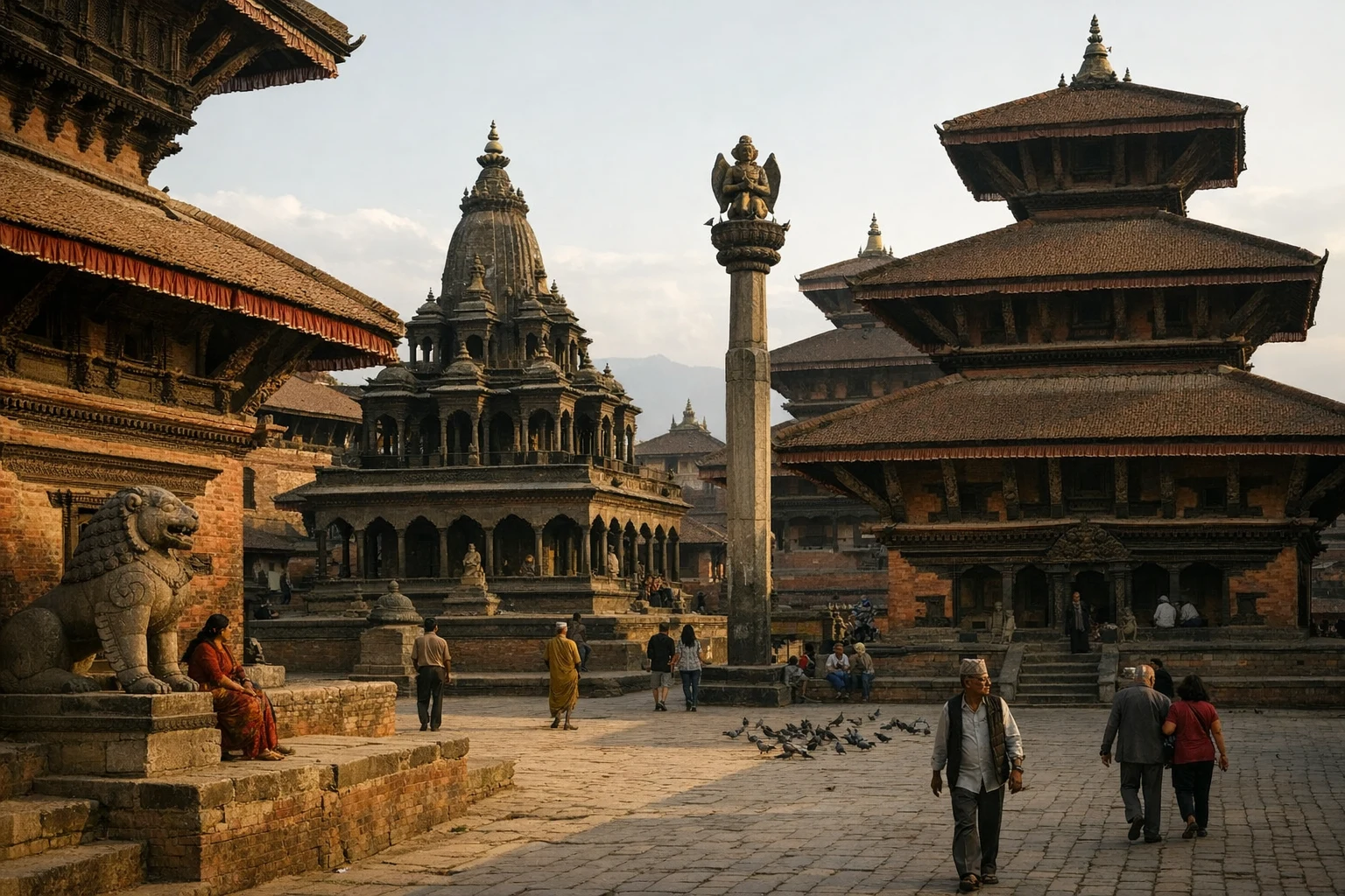 Temples and palace buildings at Patan Durbar Square in Nepal