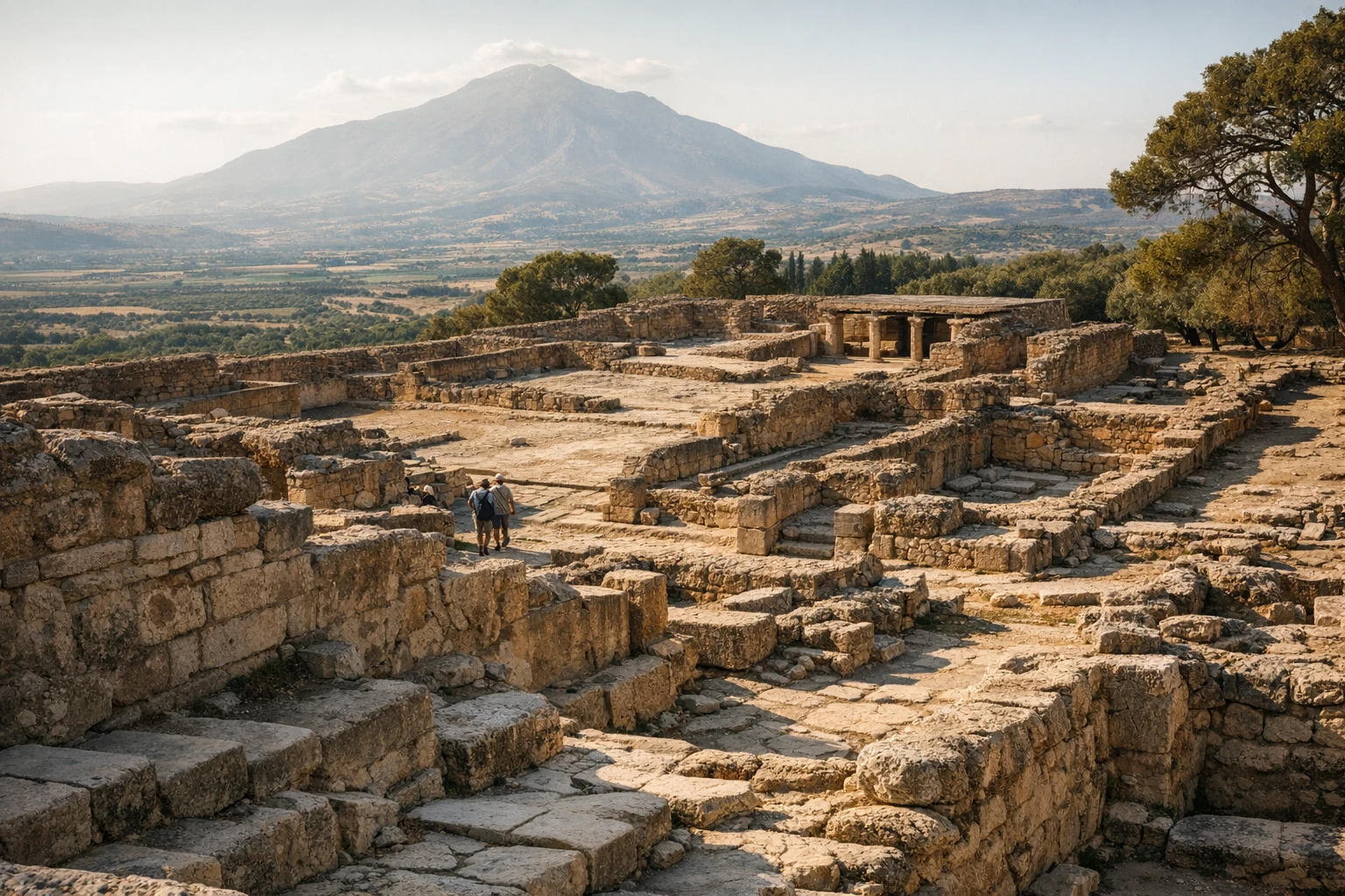 Ruins of Phaistos Palace on Crete in Greece overlooking the Mesara Plain