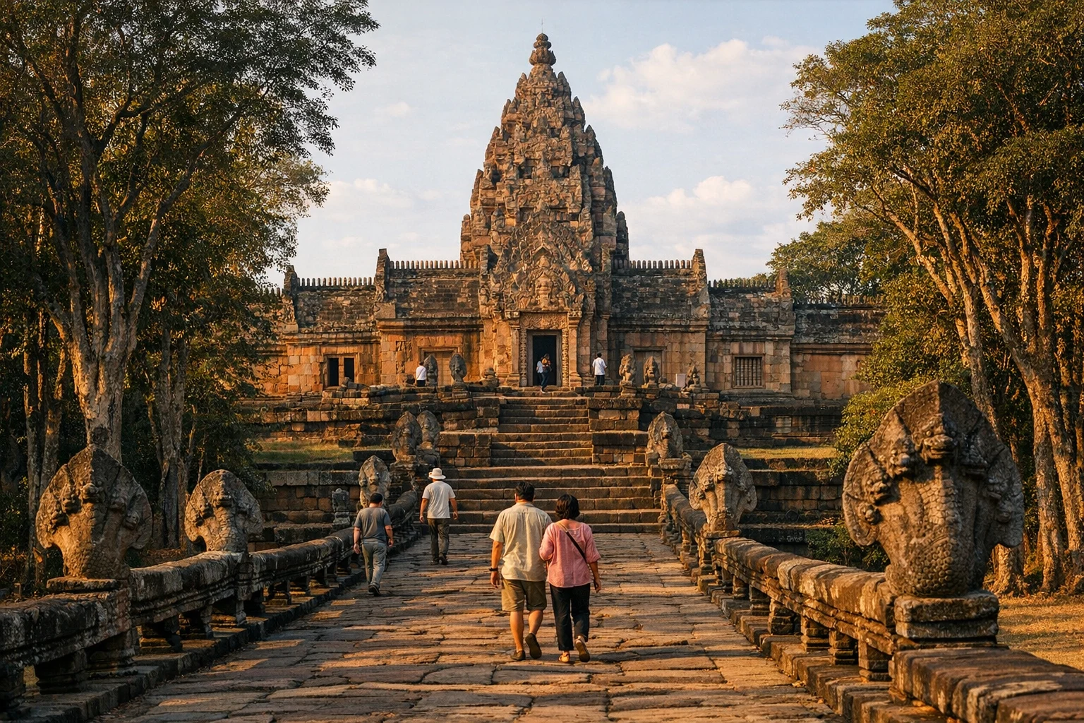 Sandstone sanctuary and processional walkway at Phanom Rung in Thailand