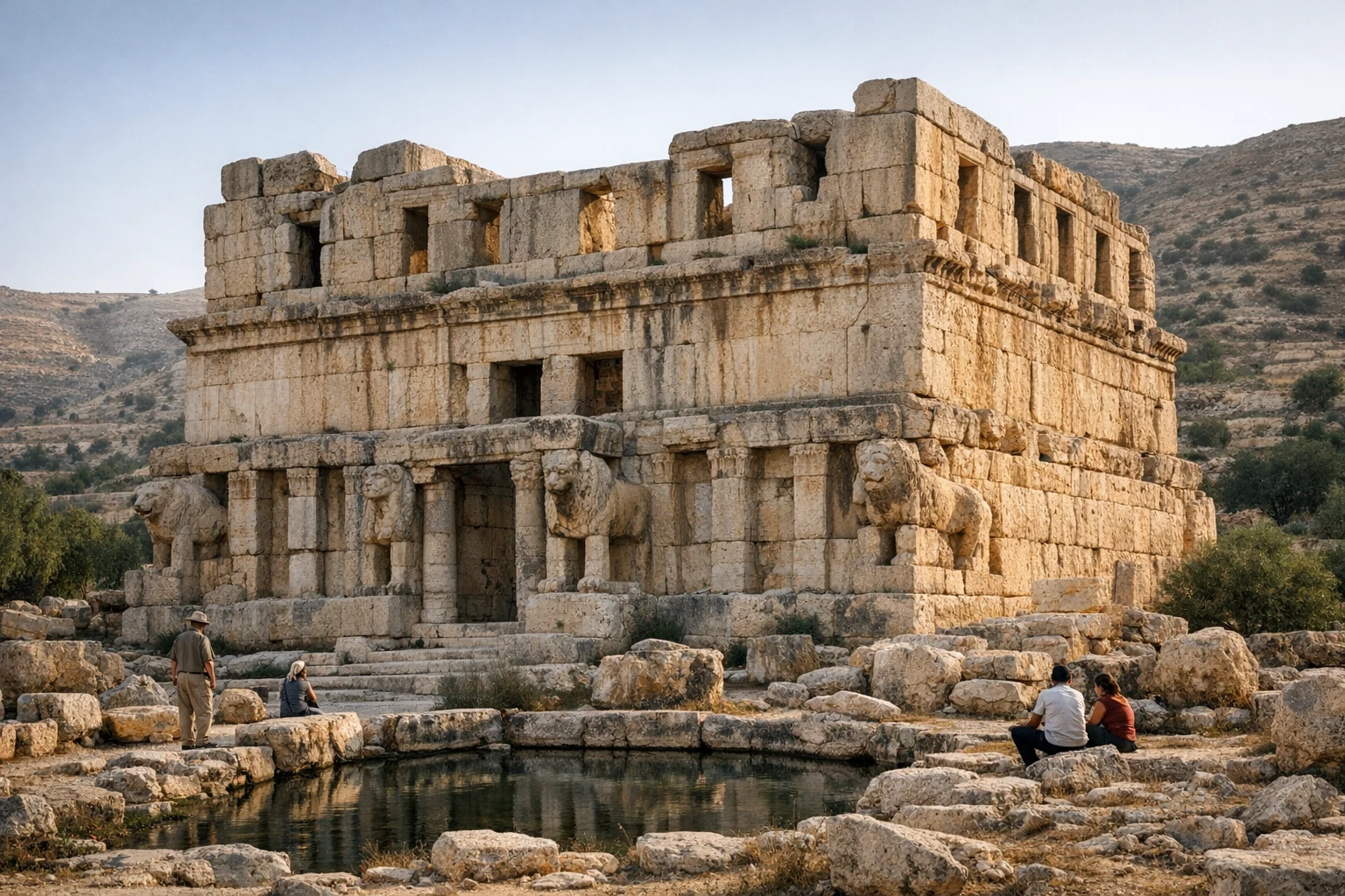 Qasr al-Abd palace ruins in Jordan surrounded by the valley landscape