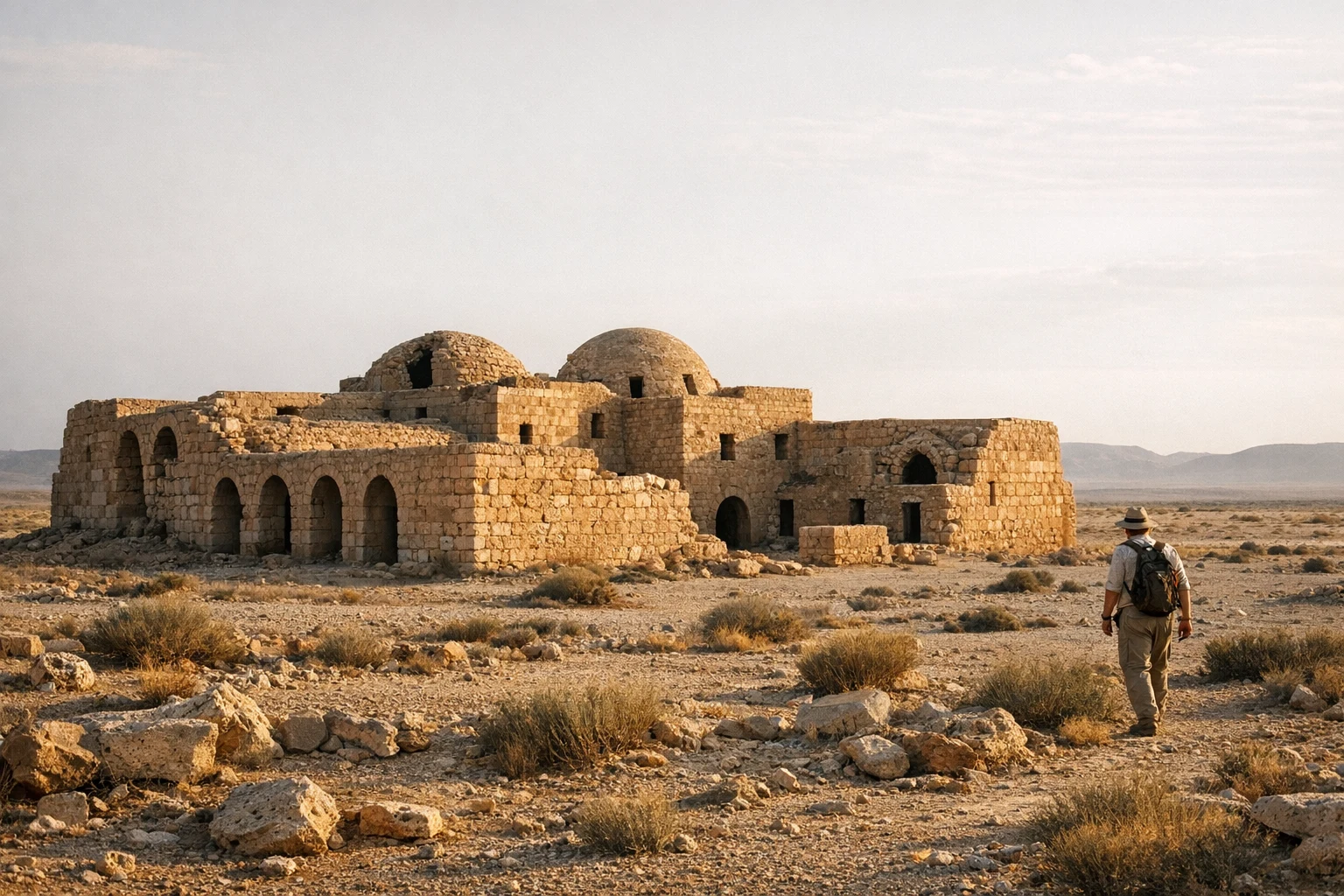 Ruins of Qasr Tuba in the Jordanian desert, Jordan
