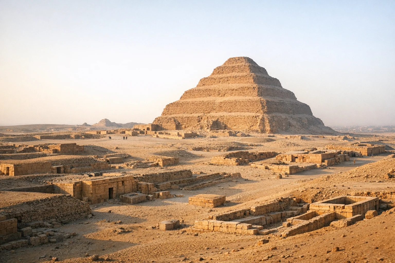 The Step Pyramid and desert tombs of Saqqara Necropolis in Egypt