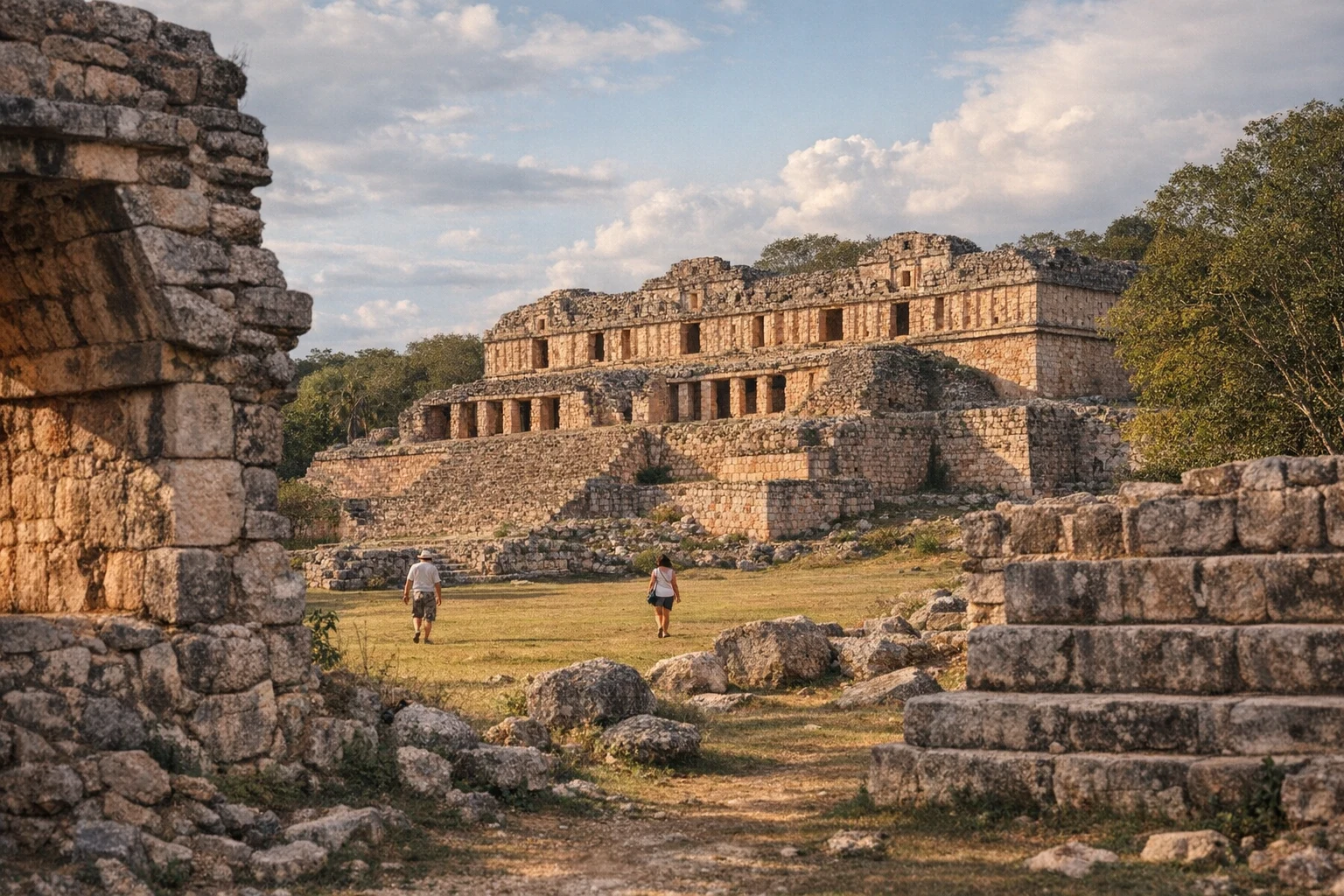 The Palace and forested ruins of Sayil in Yucatán, Mexico