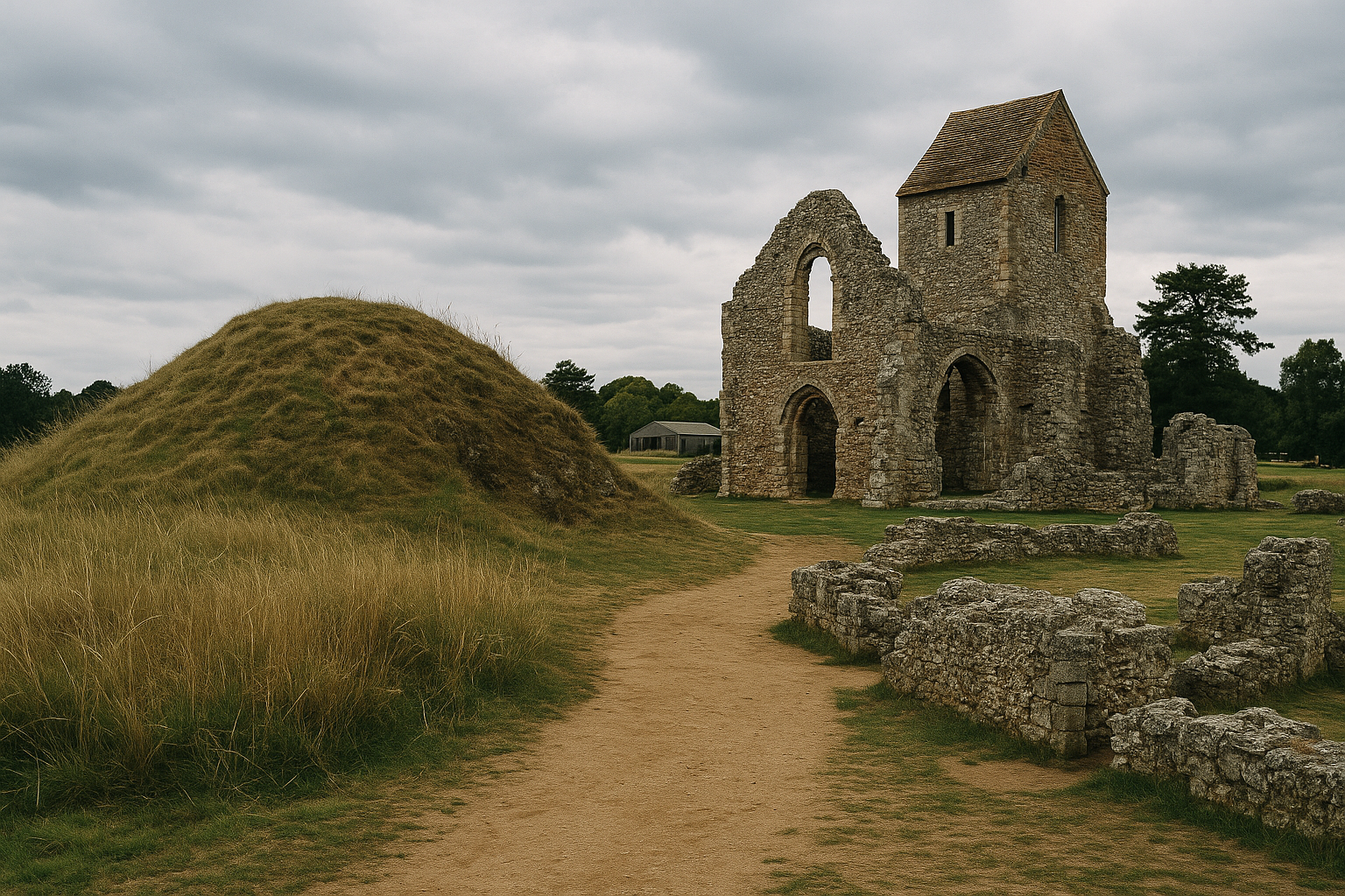 Sutton Hoo burial mound landscape in Suffolk
