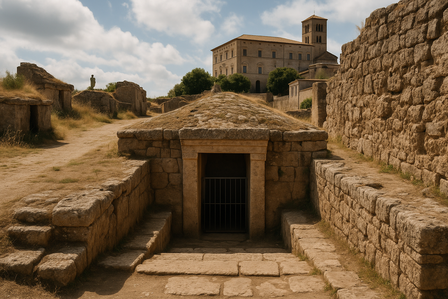 Etruscan necropolis landscape and archaeological context in Tarquinia