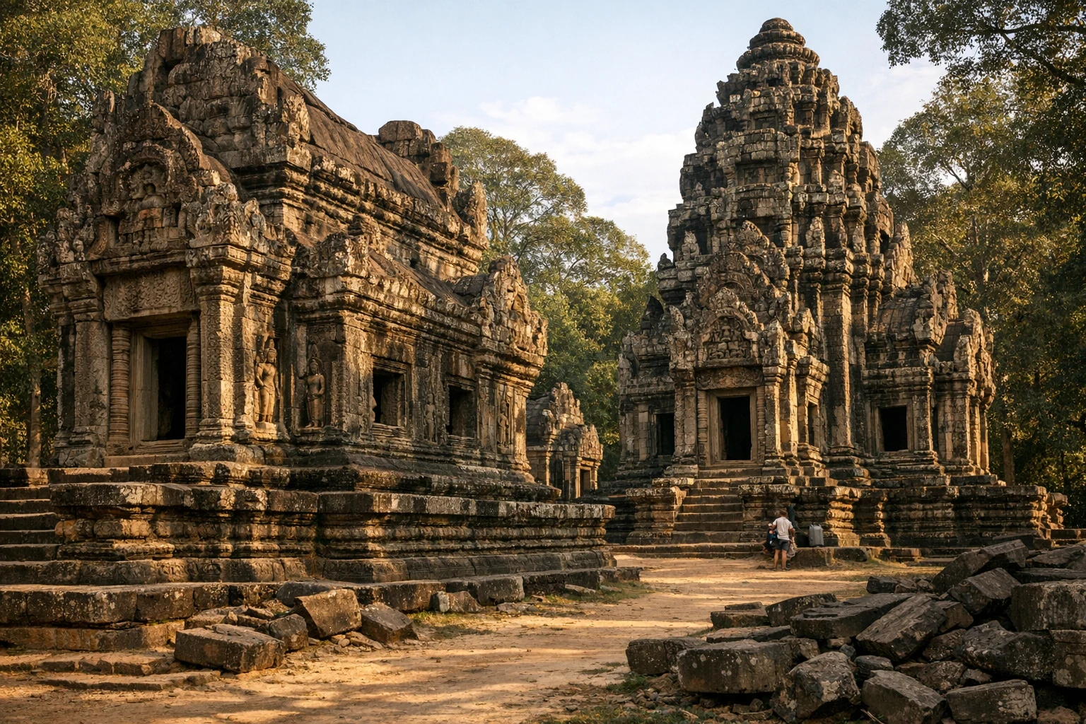 The ancient Thommanon temple surrounded by jungle in Siem Reap, Cambodia