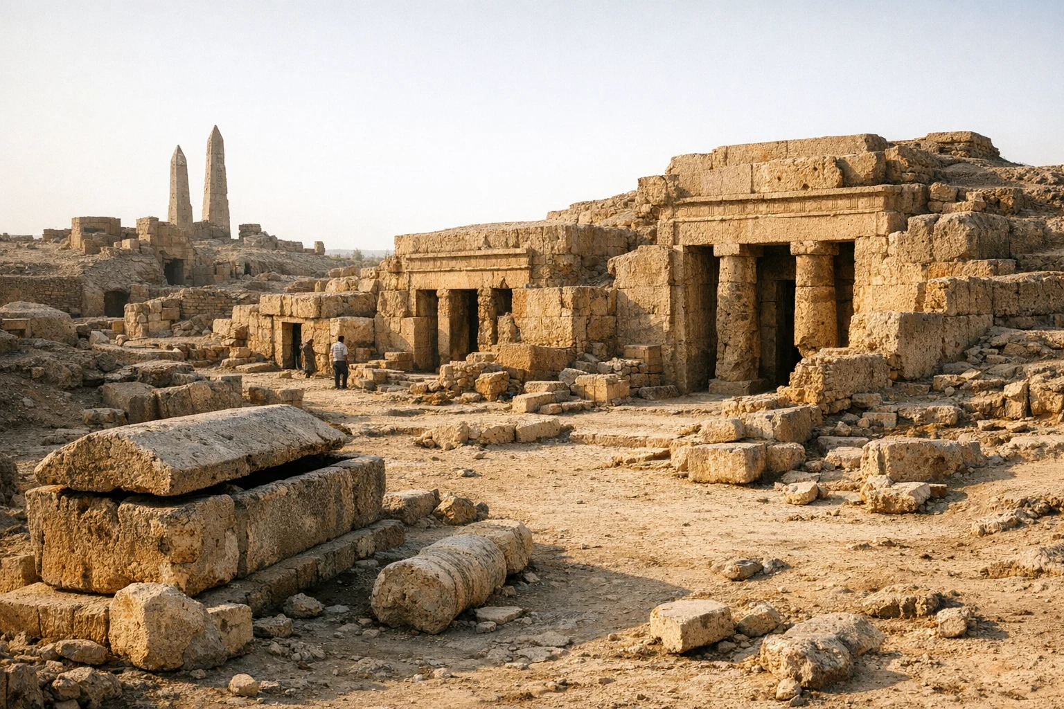 Ruins and burial area at the Tombs of the Kings of Tanis in Egypt