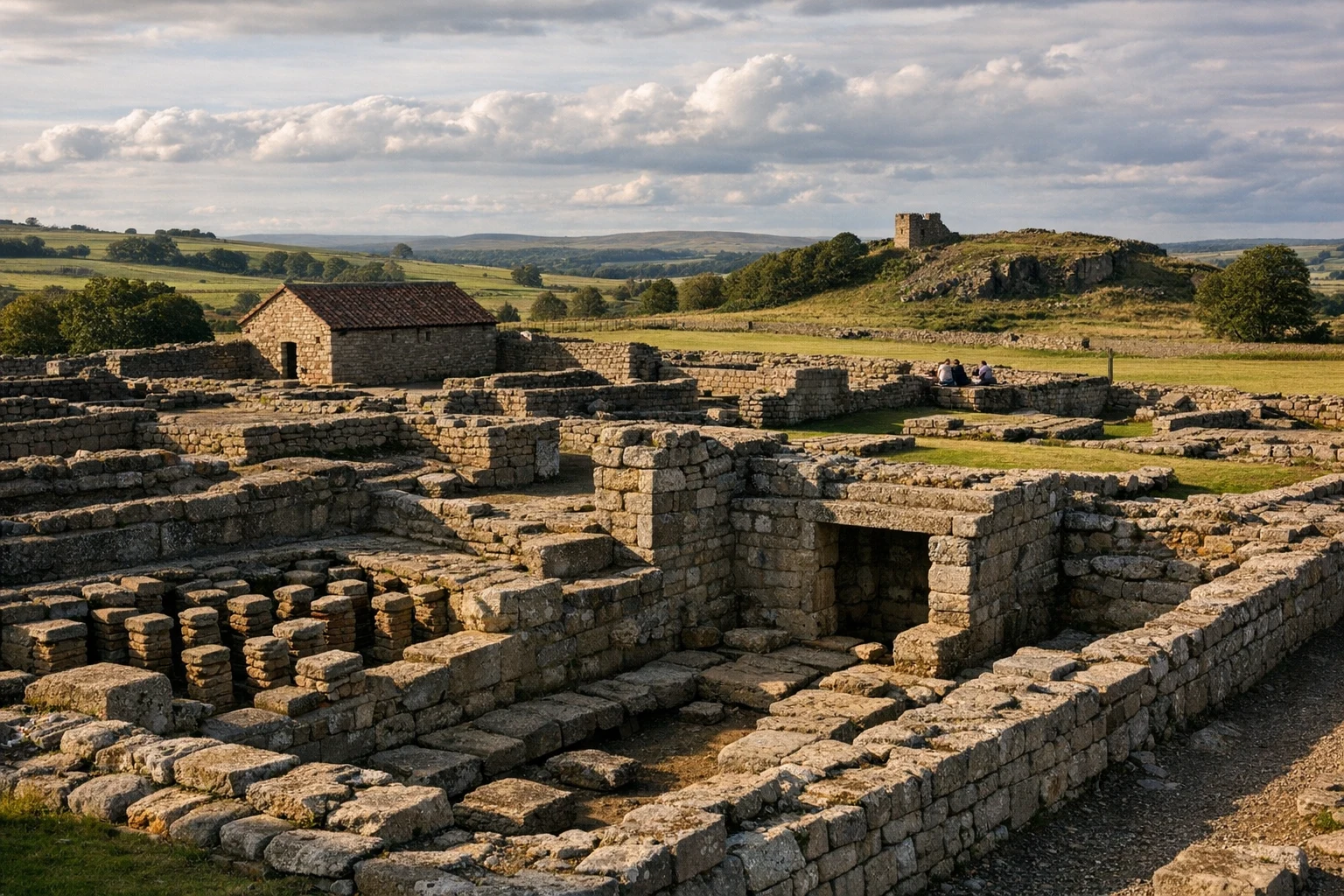 Archaeological remains of Vindolanda Roman Fort in Northumberland, United Kingdom